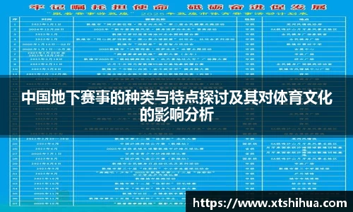 中国地下赛事的种类与特点探讨及其对体育文化的影响分析