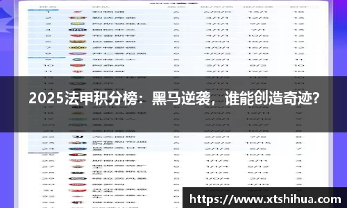 2025法甲积分榜：黑马逆袭，谁能创造奇迹？